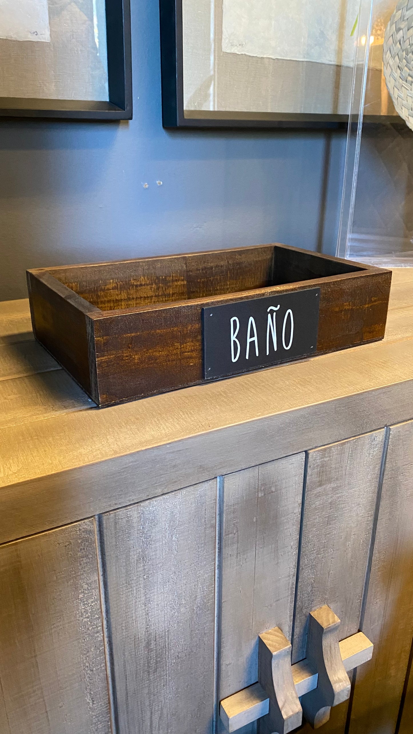 Caja de baño mediana teñido Café 30x18x7