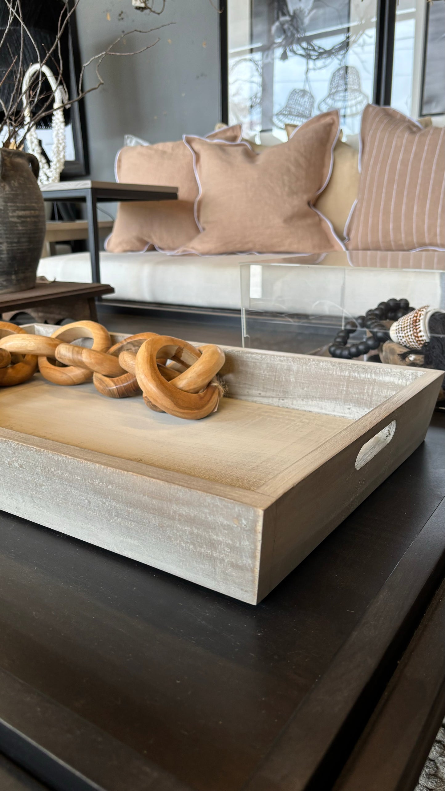 Bandeja de trago teñido rústico claro