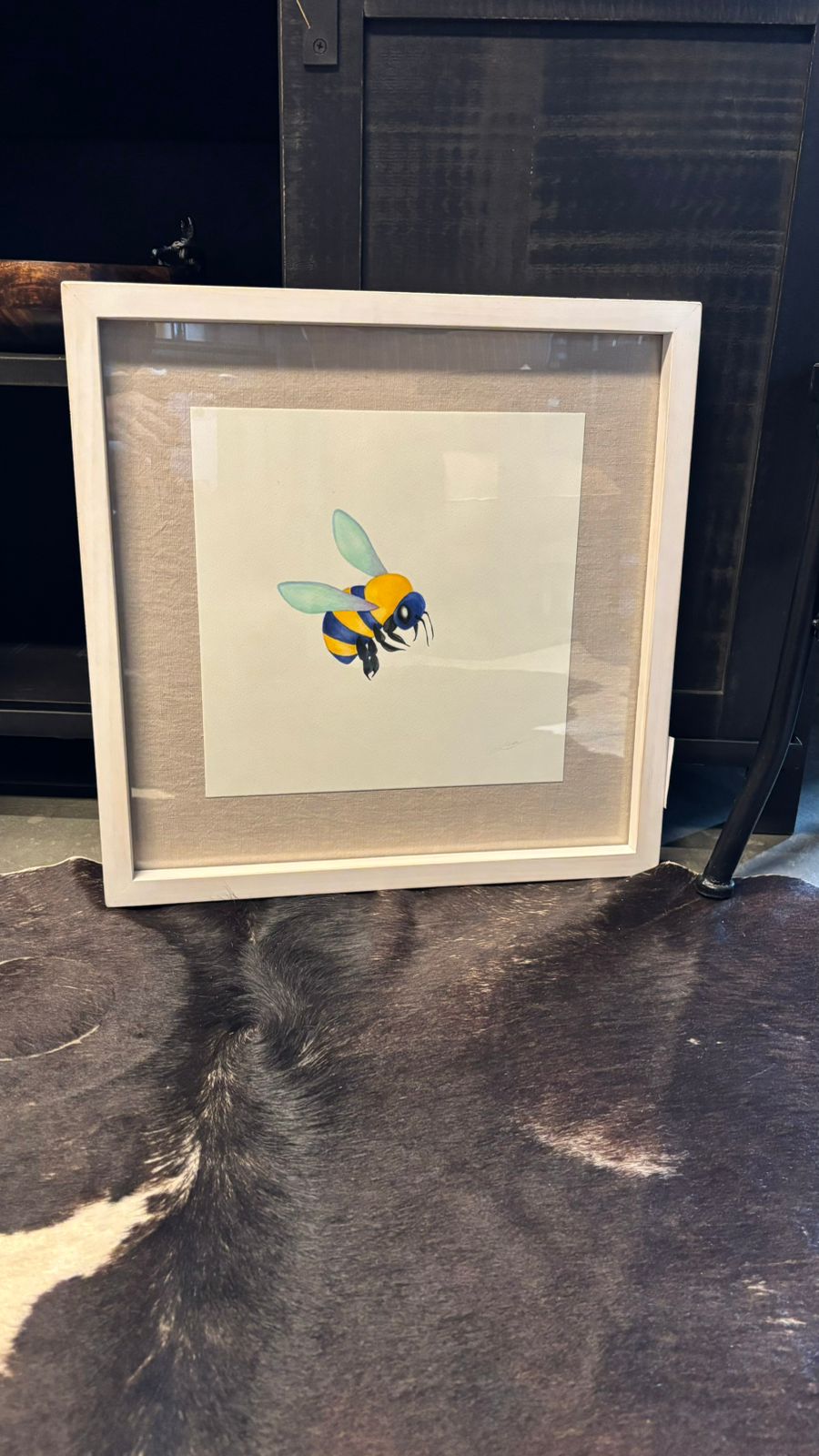 Marco fondo lino 46x46 abeja 2