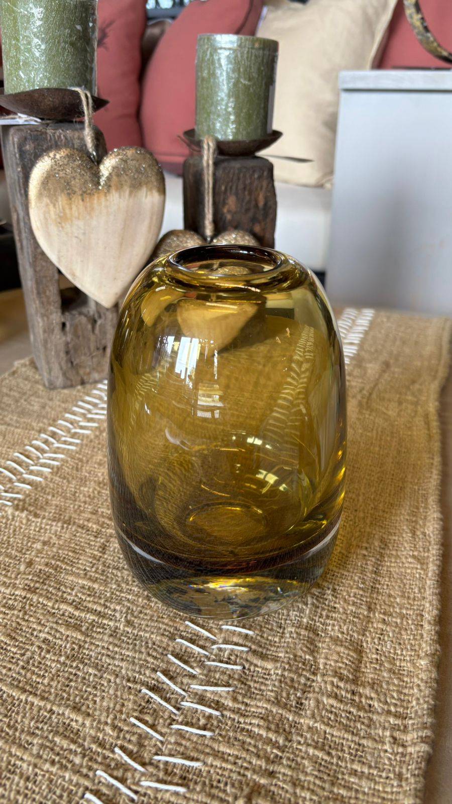 Florero cristal amarillo