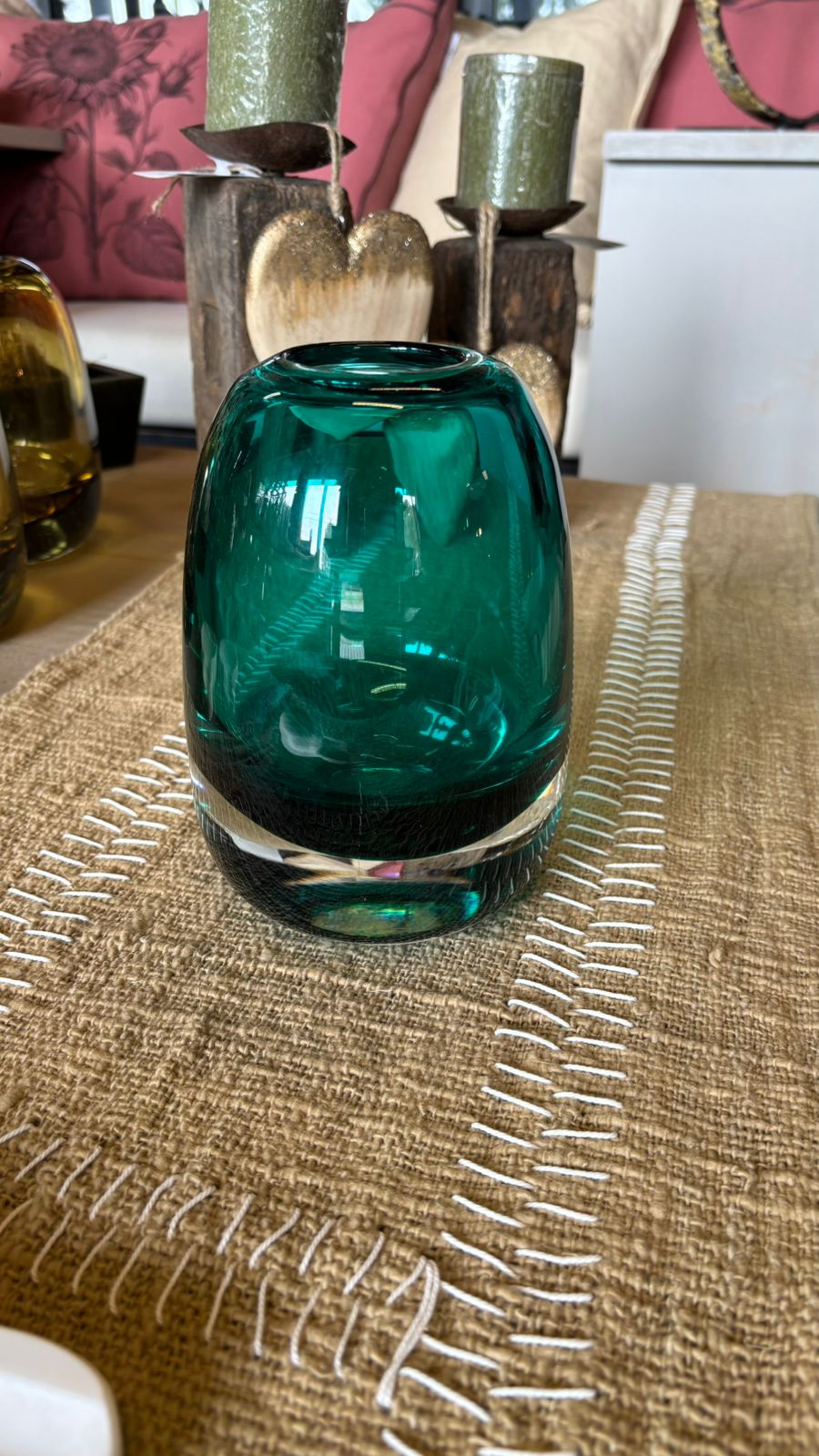 Florero cristal turquesa