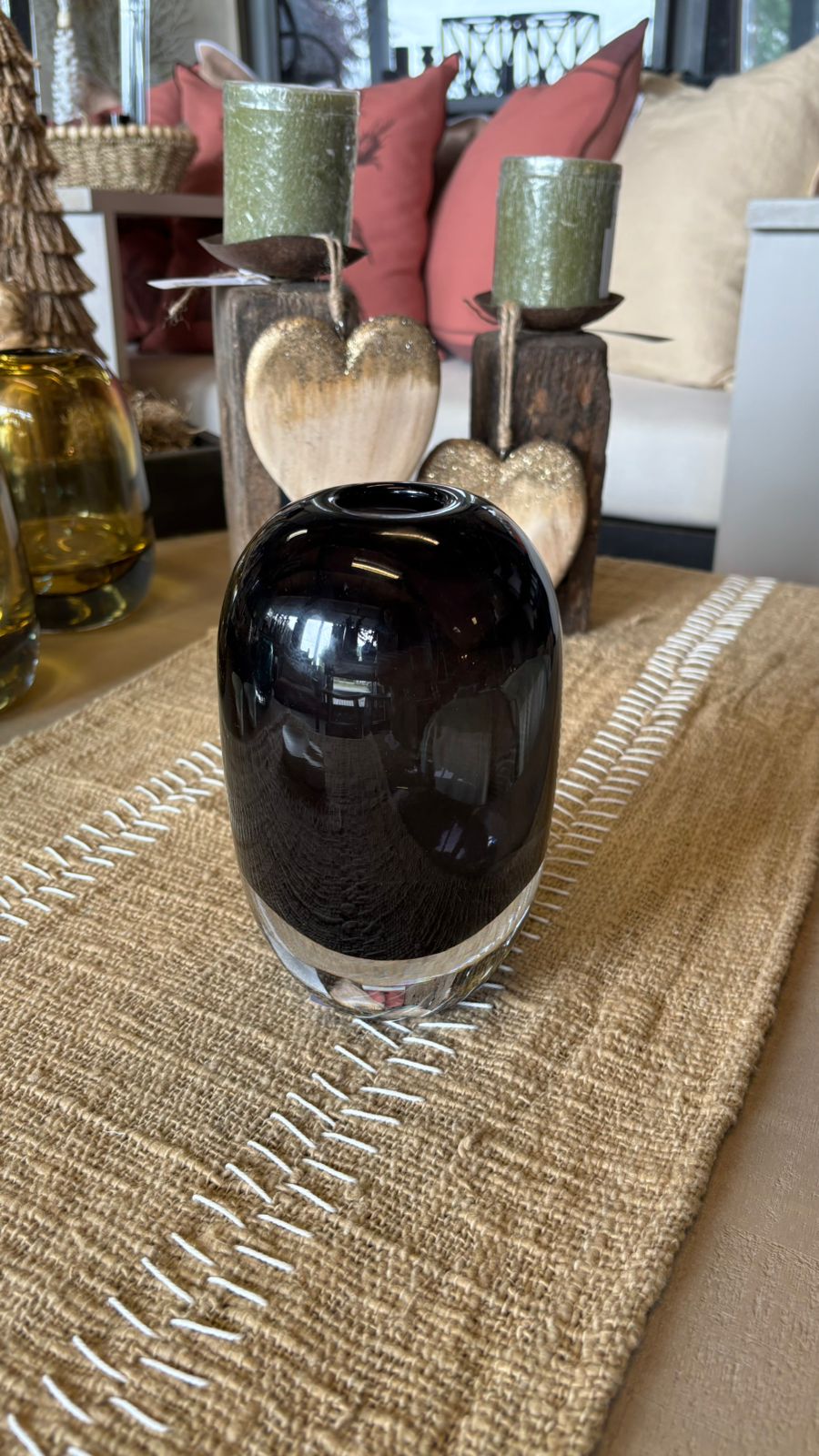 Florero cristal redondo negro