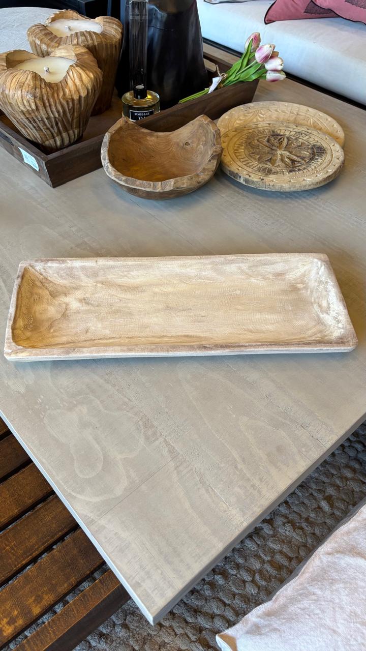 Bandeja rectangular grande natural