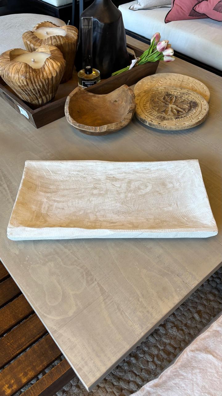 Bandeja rectangular grande sin bordes blanca