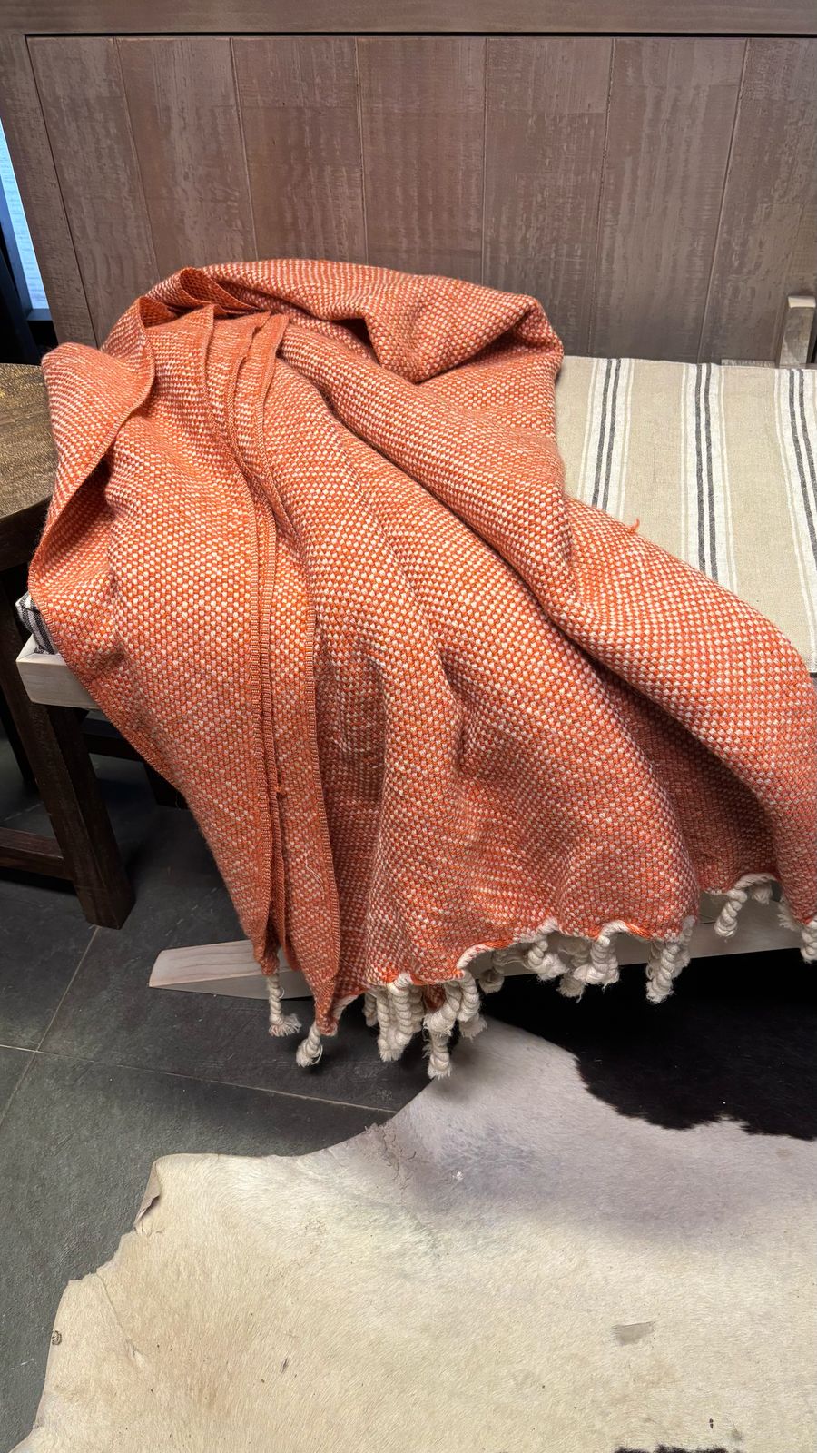 Manta naranjo blanco 130x170