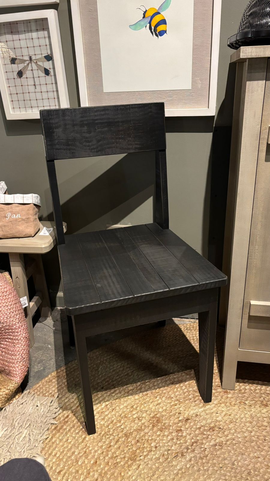 Silla rústica galpón pátina negra