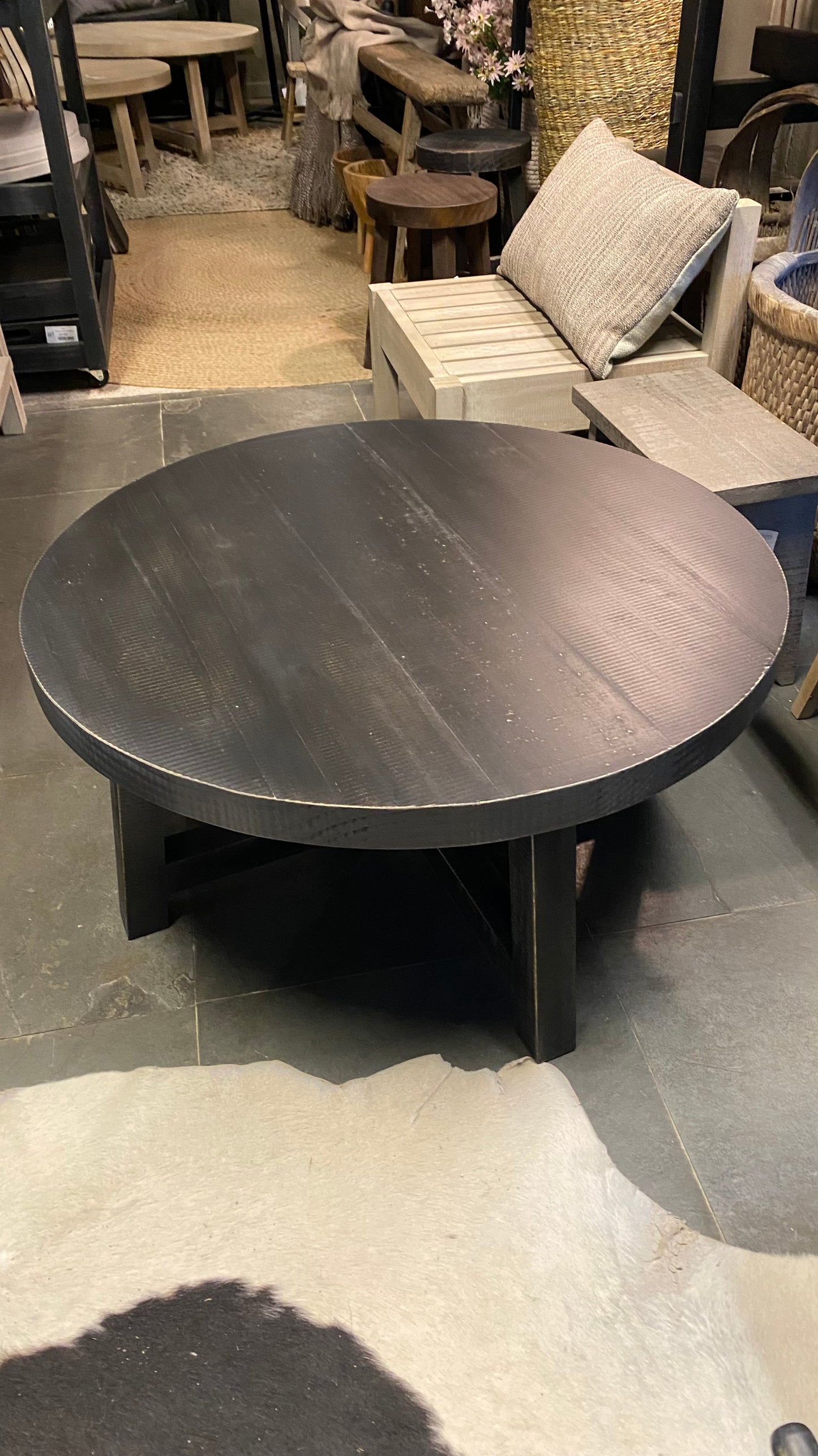 Mesa de centro redonda 70x35 pátina negra