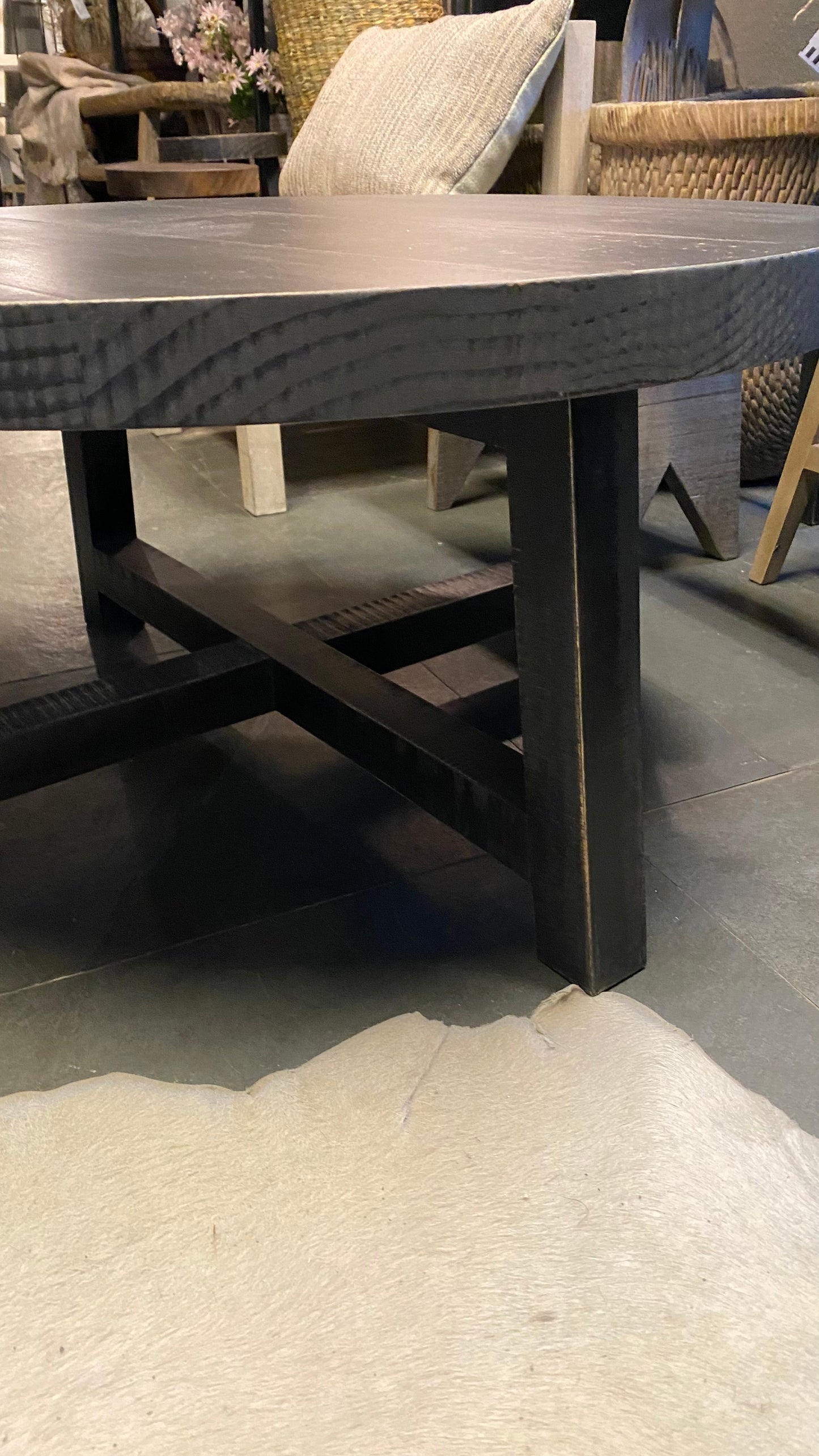 Mesa de centro redonda 70x35 pátina negra