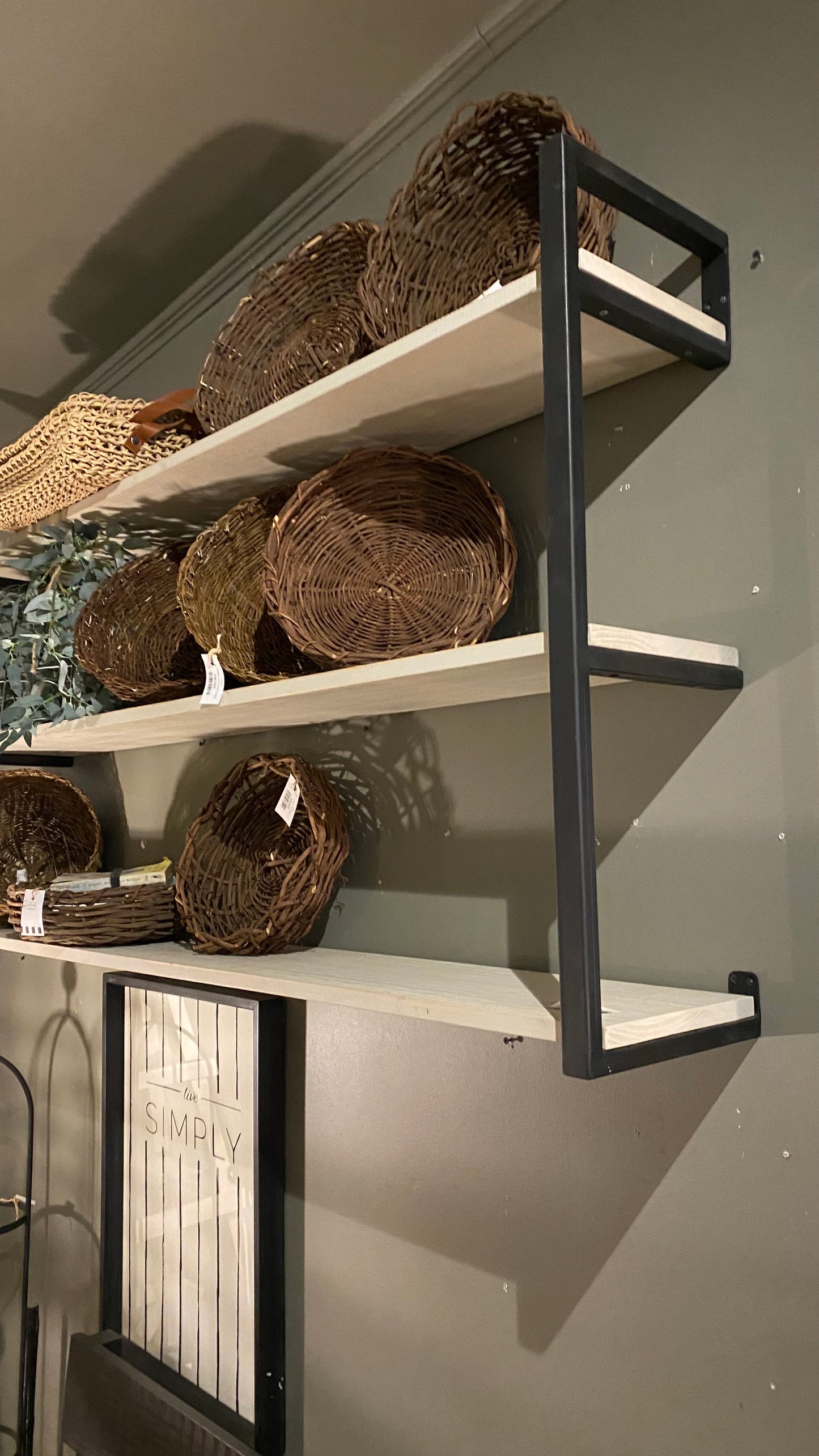 Repisa cocina fierro madera aguada clara 150x25x80