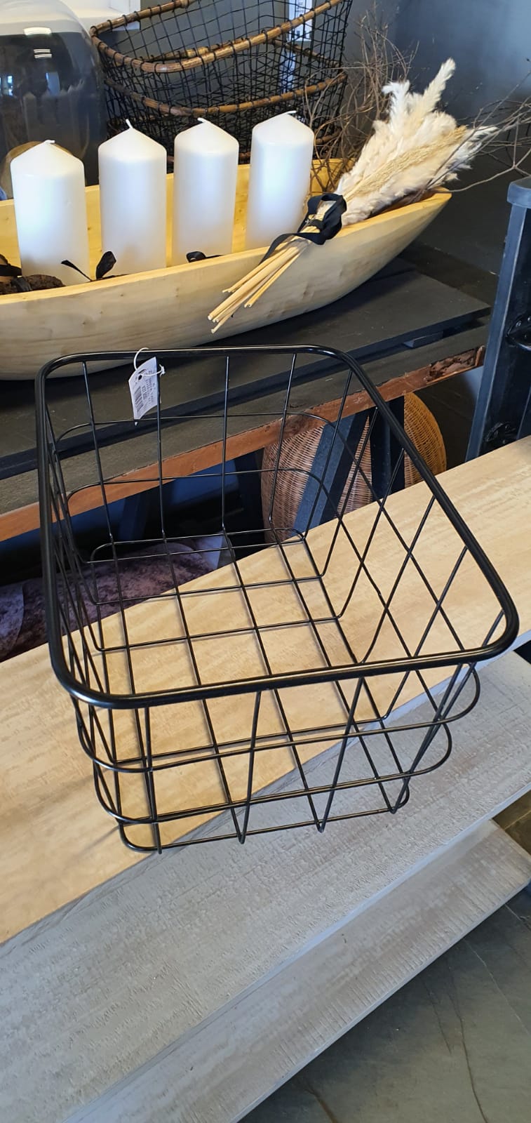Canasto metal malla cuadriculada l