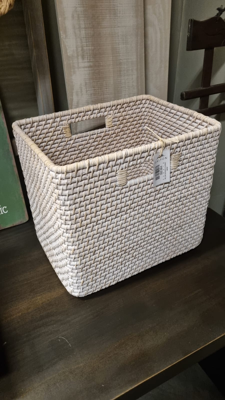 Canasto cuadrado rattán blanco