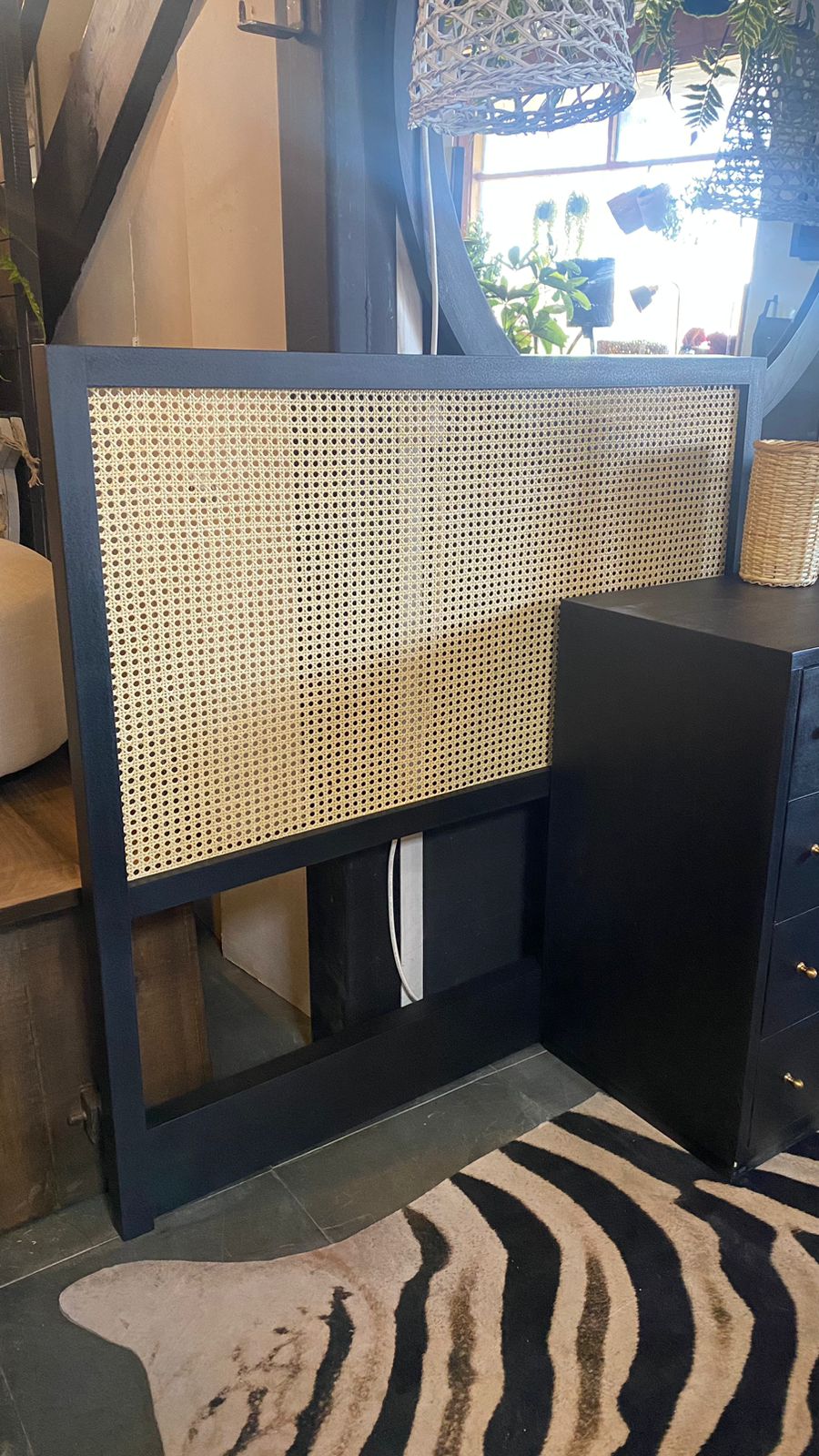 Respaldo con junco natural 116x110 negro