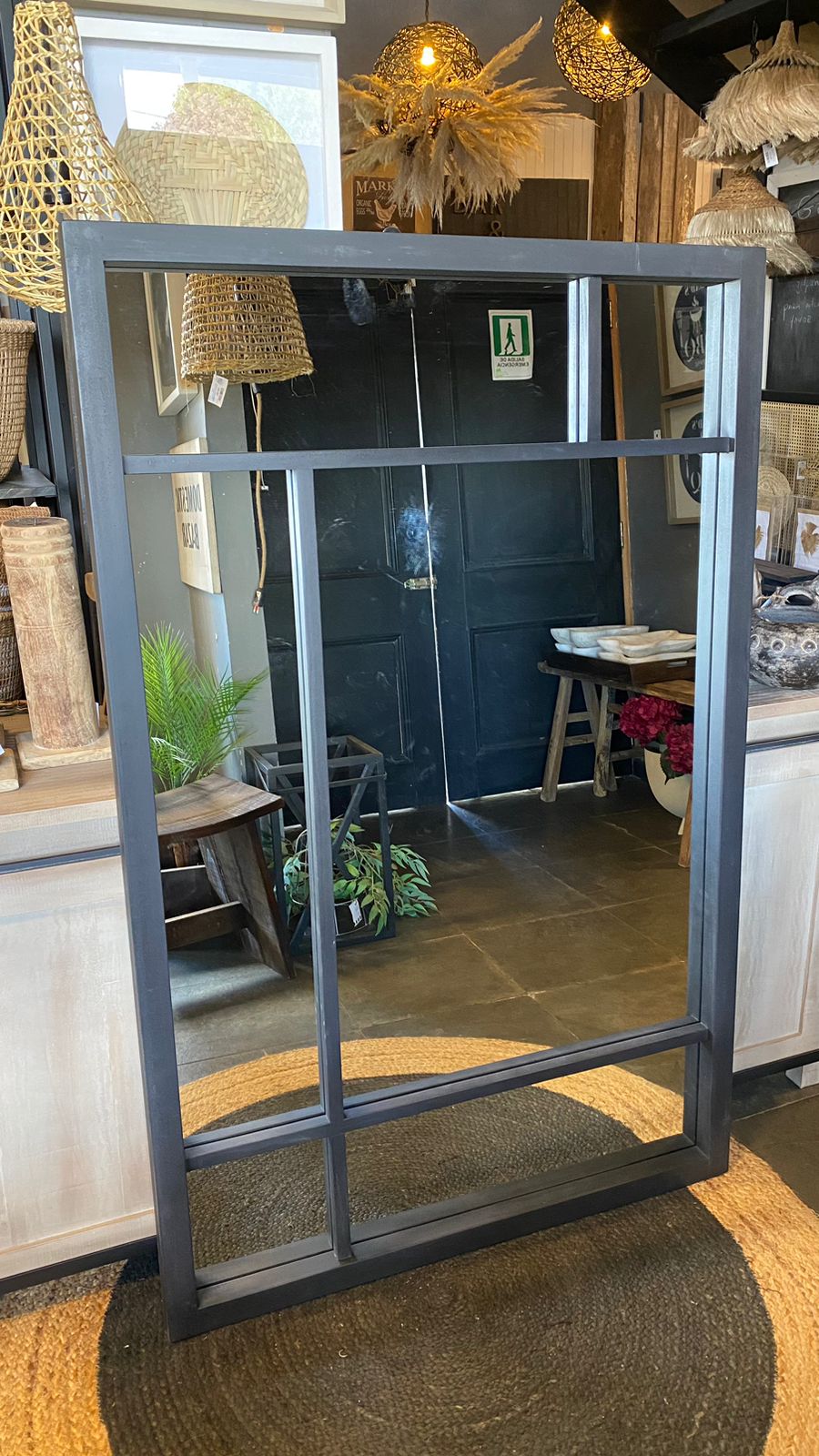 Espejo con divisiones asimétricas 90x140 negro