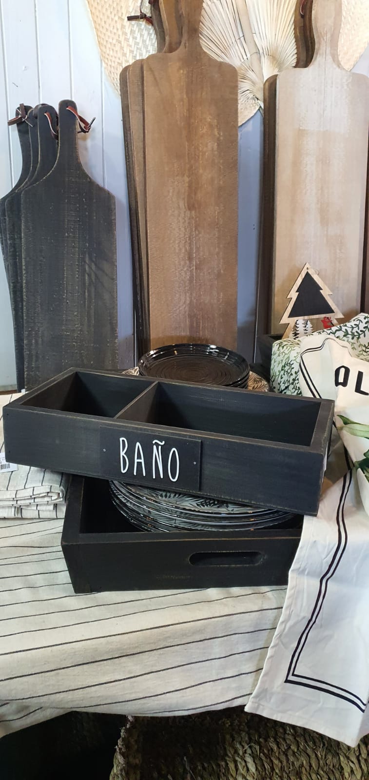 Caja baño con división pátina negra