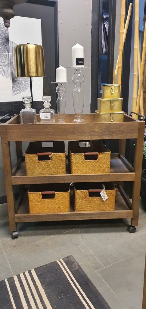 Carro Bar — Pino Clear Aserrada Teñido Café Tamaño Grande 85x45x75