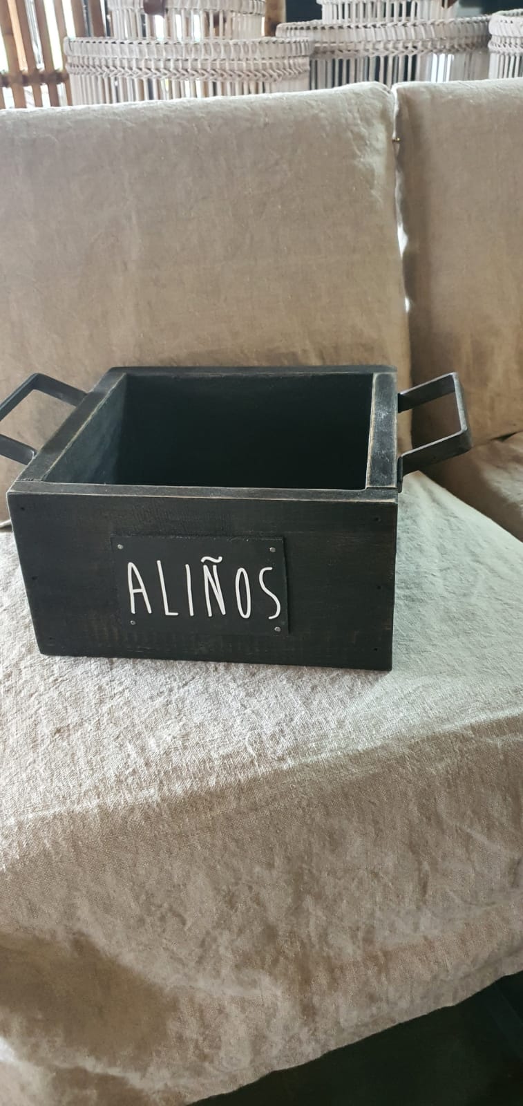 Porta Aliños - Con Asa Metálica Negro 20x20x10