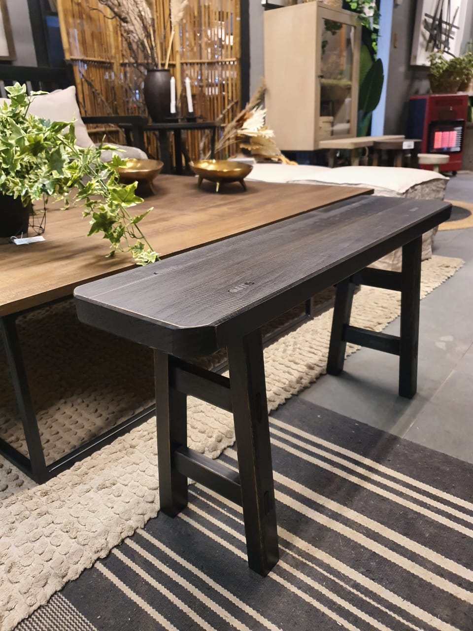 Banqueta Tere - Pátina Negra 90x23x45