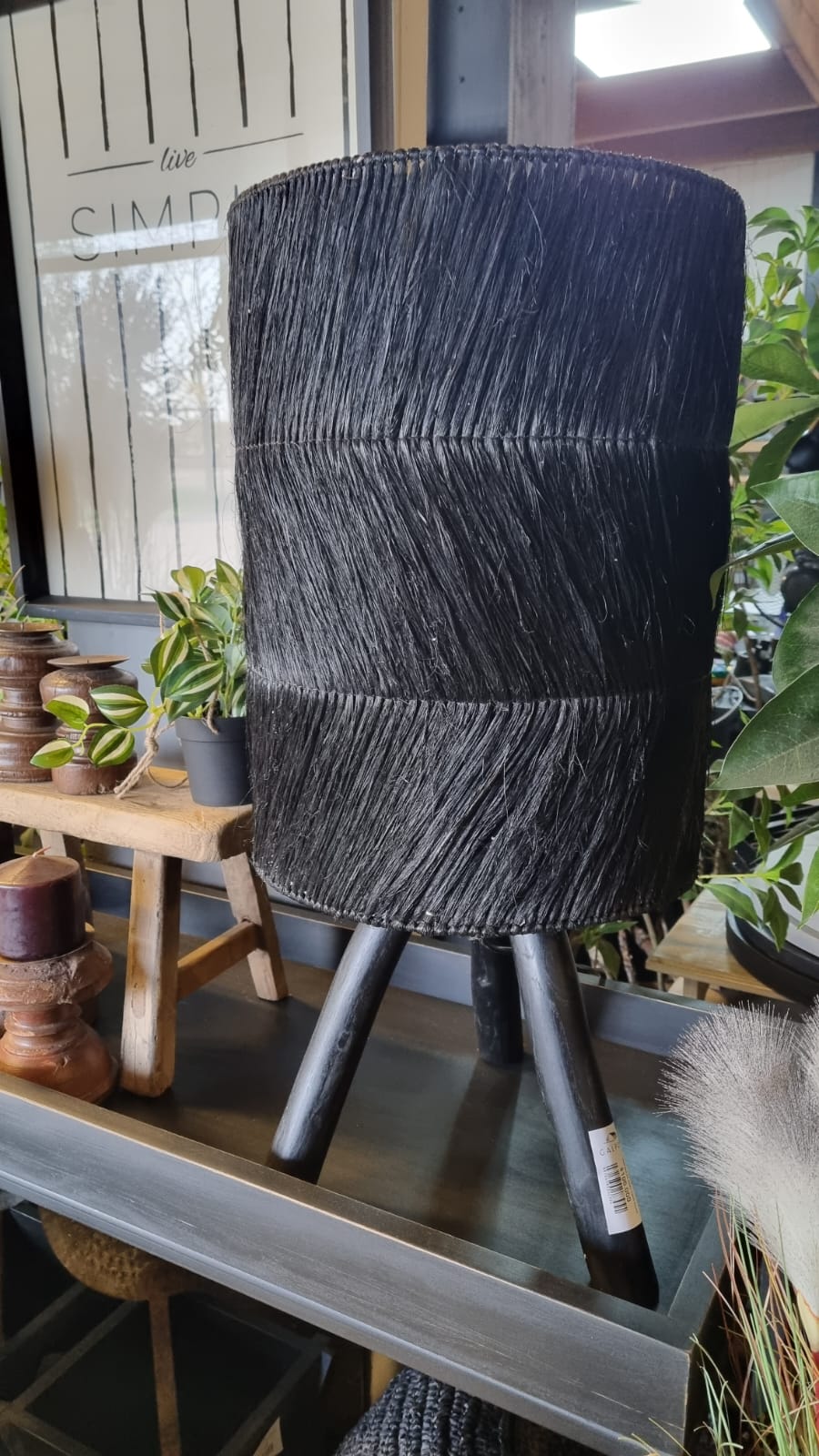 Lámpara de Mesa de Fibra — Negro 30x65