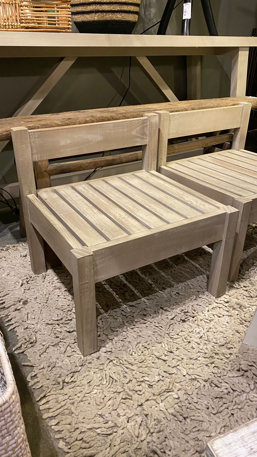 Silla Baja con Respaldo - Diseño 2 Pino Clear Teñido Rústico Aserrada Gris Beige Oscuro Envejecido 50x45x50