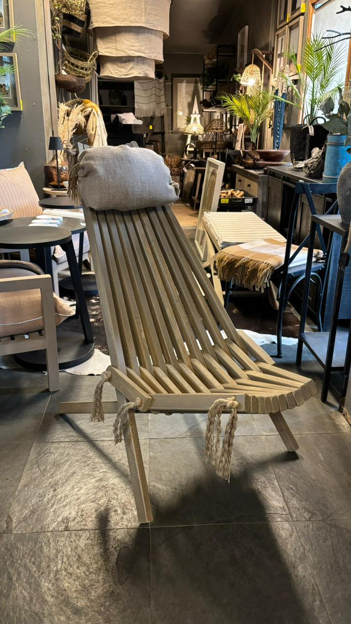 Silla Jesuita - Con Cojín Pino Clear Teñido Rústico Aserrada Gris Beige Envejecido 50x31x140