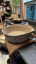 Canasto Bajo con Tomador - Fibra Tejido Natural Tamaño Extra Grande 45x45x15