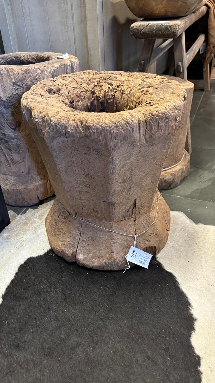 Tronco de Madera Decorativo — Diseño 2 Rústico Natural Tamaño Extra Grande 36x36x40