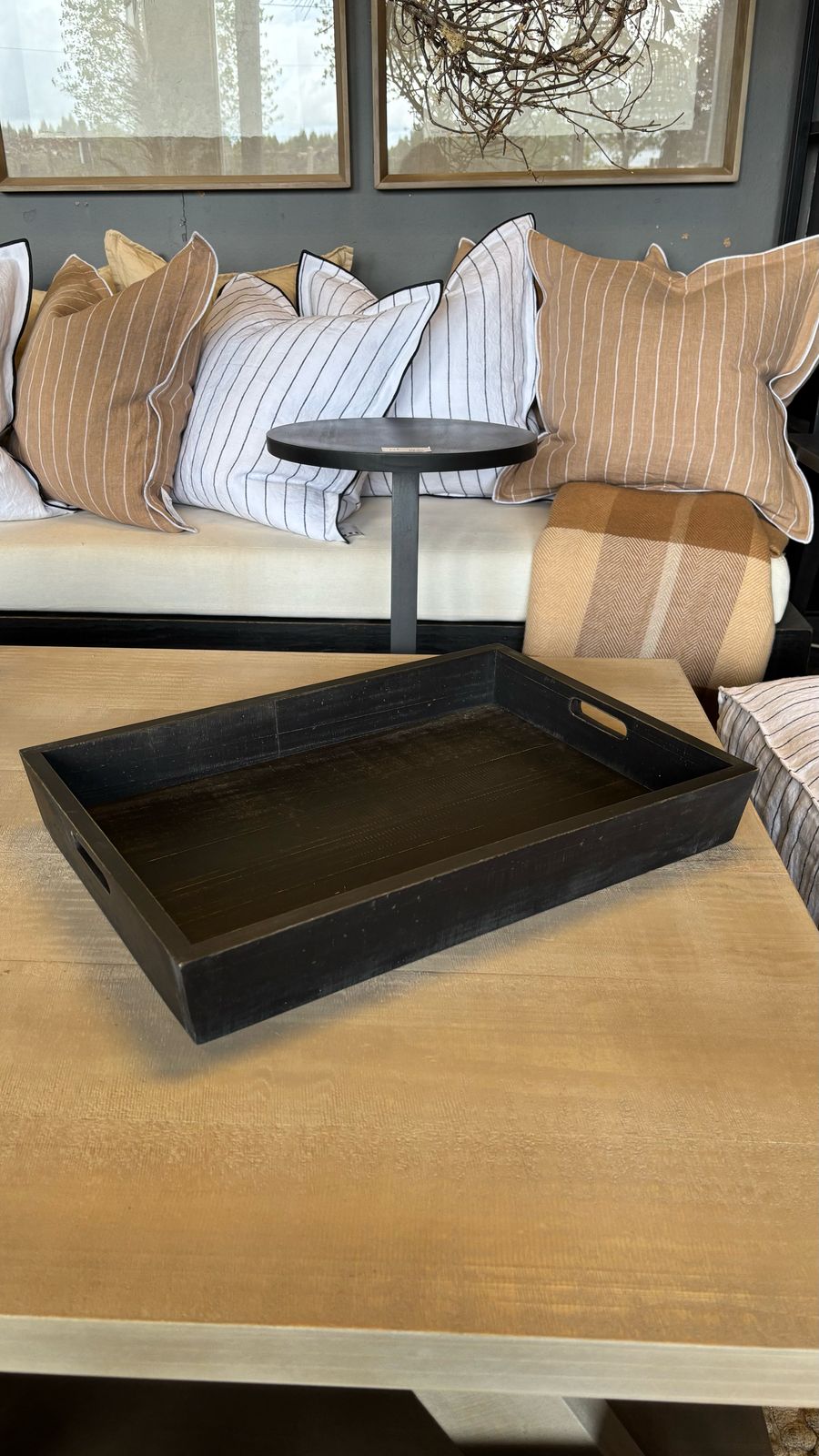 Bandeja de Trago - Pino Clear Aserrada Negro 50x35x7