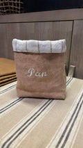 Panera de Lino - Bordado Pan Bordada Caramelo 13x13x15