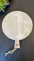 Tabla Redonda con Mango - Redondo Pino Clear Teñido Rústico Claro Gris Beige Envejecido Tamaño Chico 38x49