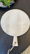 Tabla Redonda con Mango - Redondo Pino Clear Teñido Rústico Claro Gris Beige Envejecido Tamaño Grande 38x49