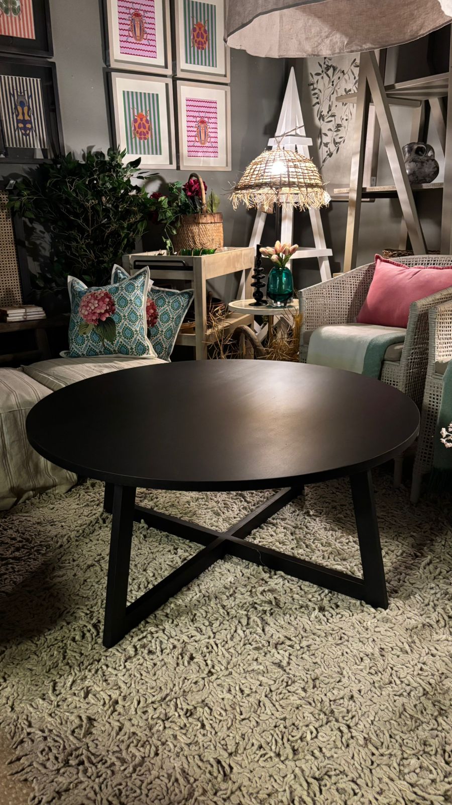 Mesa de Centro Ana - Pino Pulida Negro 100x100x45