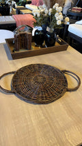 Plato de Mimbre con Asas - Tejido con Asas Café 57x39