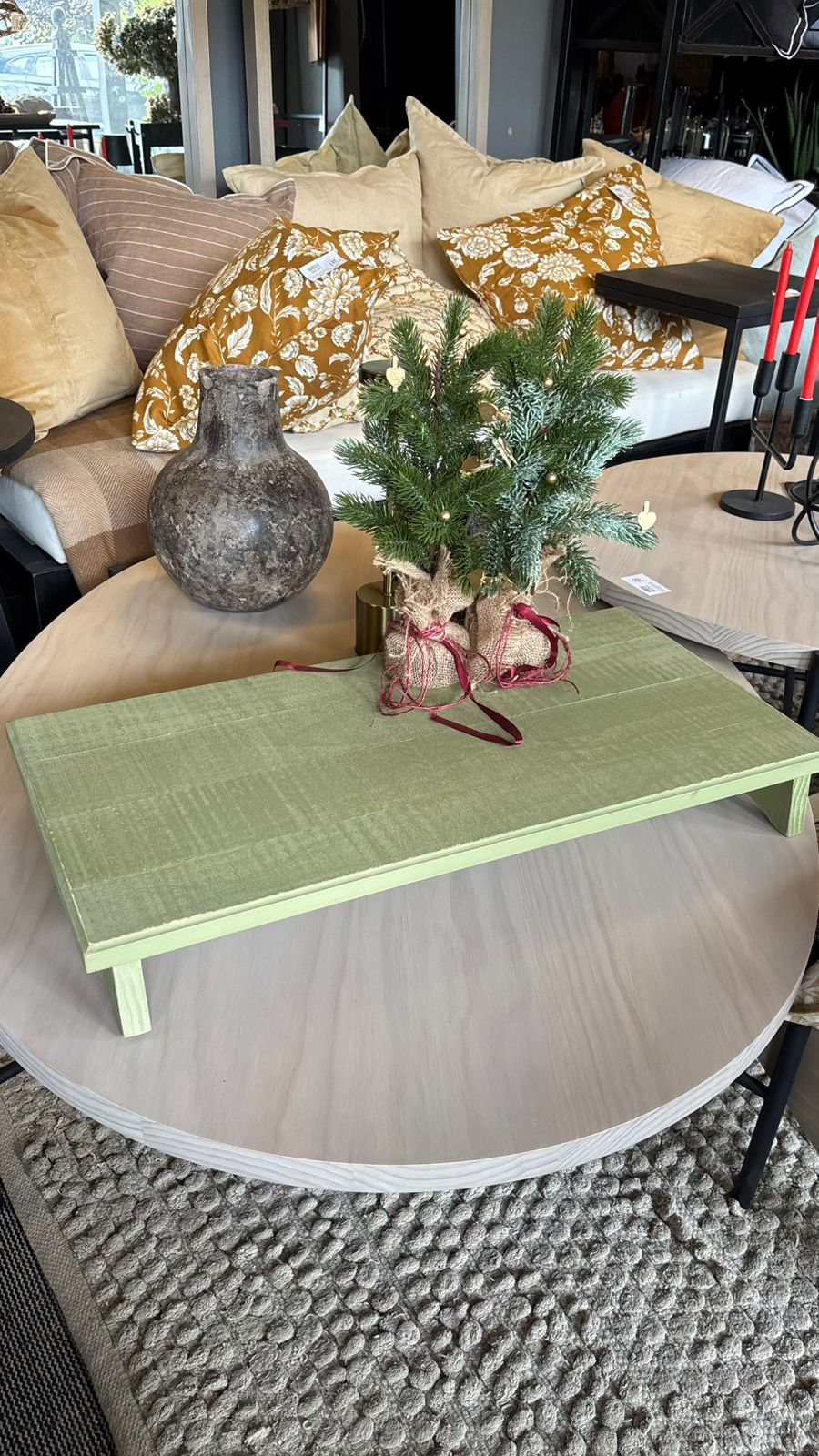 Tarima Rústica — Pino Clear Aserrado Pátina Verde Tamaño Grande 70x53x9