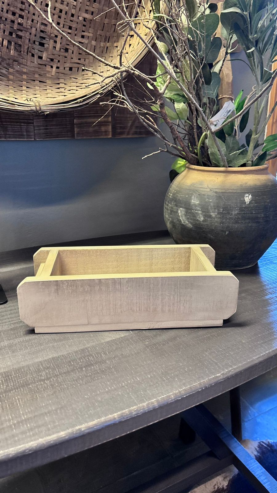 Caja Multiuso — Pino Clear Teñido Rústico Aserrada Gris Beige Envejecido 32x14x9