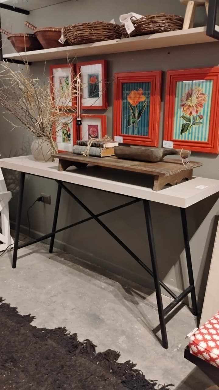 Arrimo Cruceta de Fierro — Fierro y Madera Teñido Rústico 130x42x75