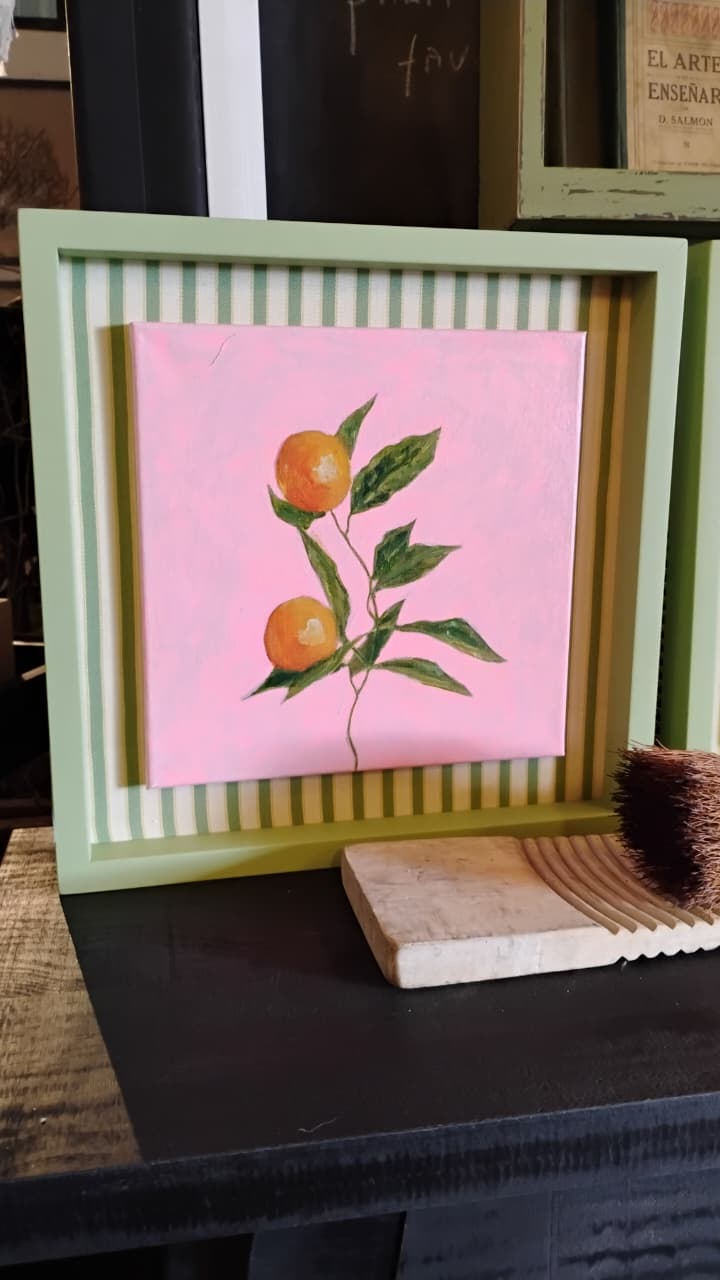 Cuadro Pintado a Mano — Naranja Pino Clear Pulido 42x42