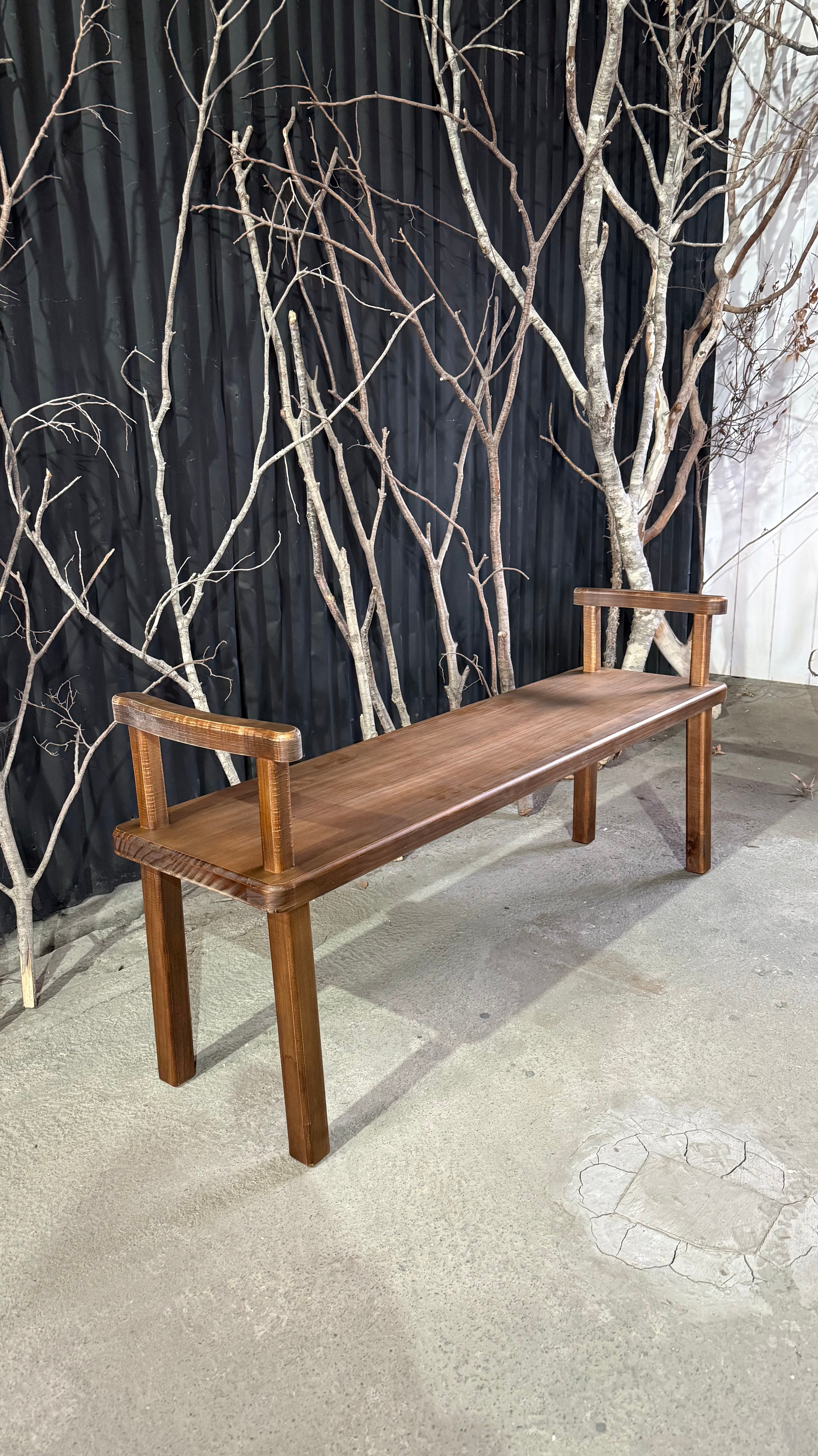 Banqueta María - Pino Clear Teñido Café 130x35x60