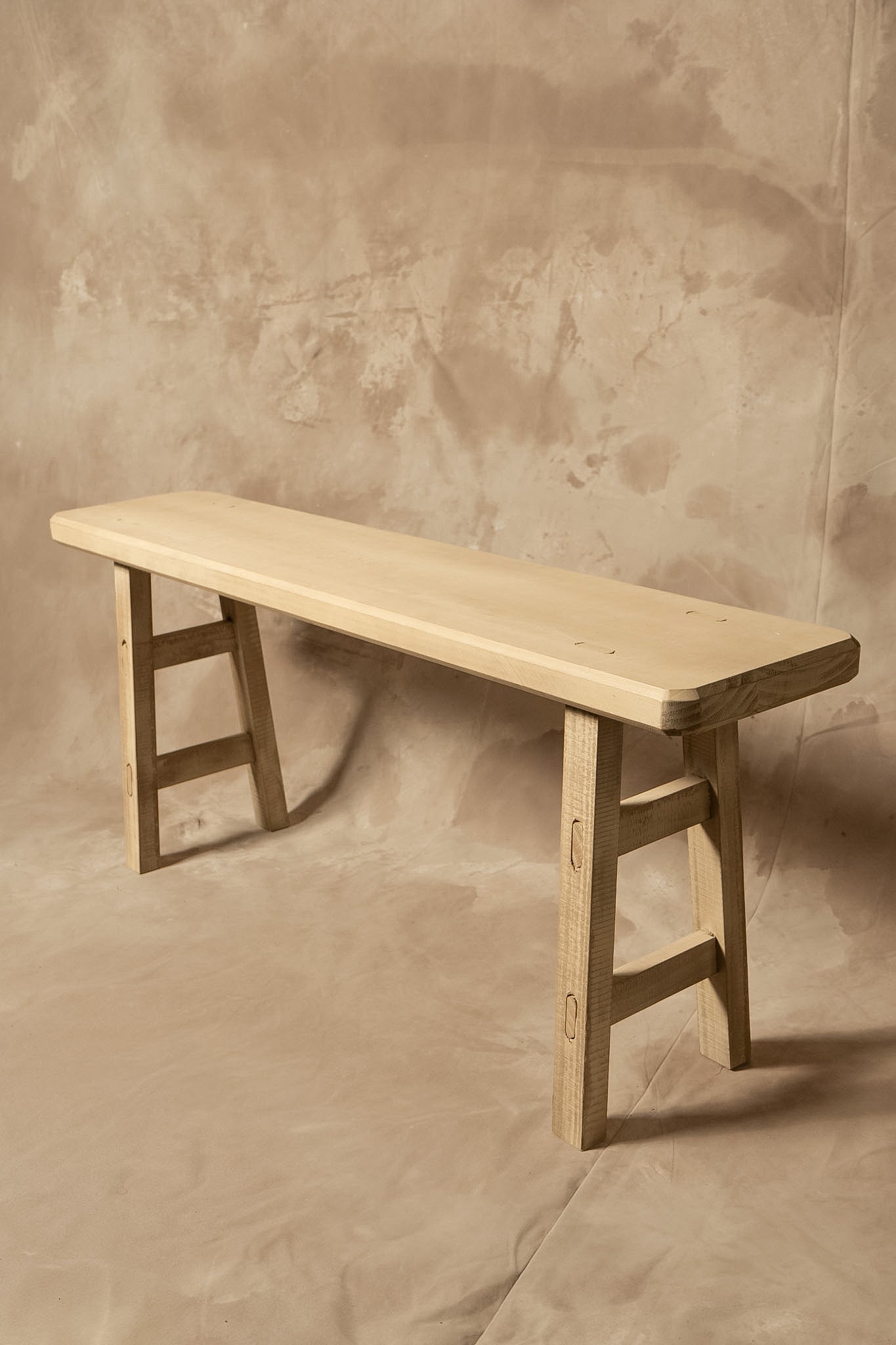 Banqueta Tere - Pino Clear Teñido Rústico Gris Beige Oscuro Envejecido 110x23x45