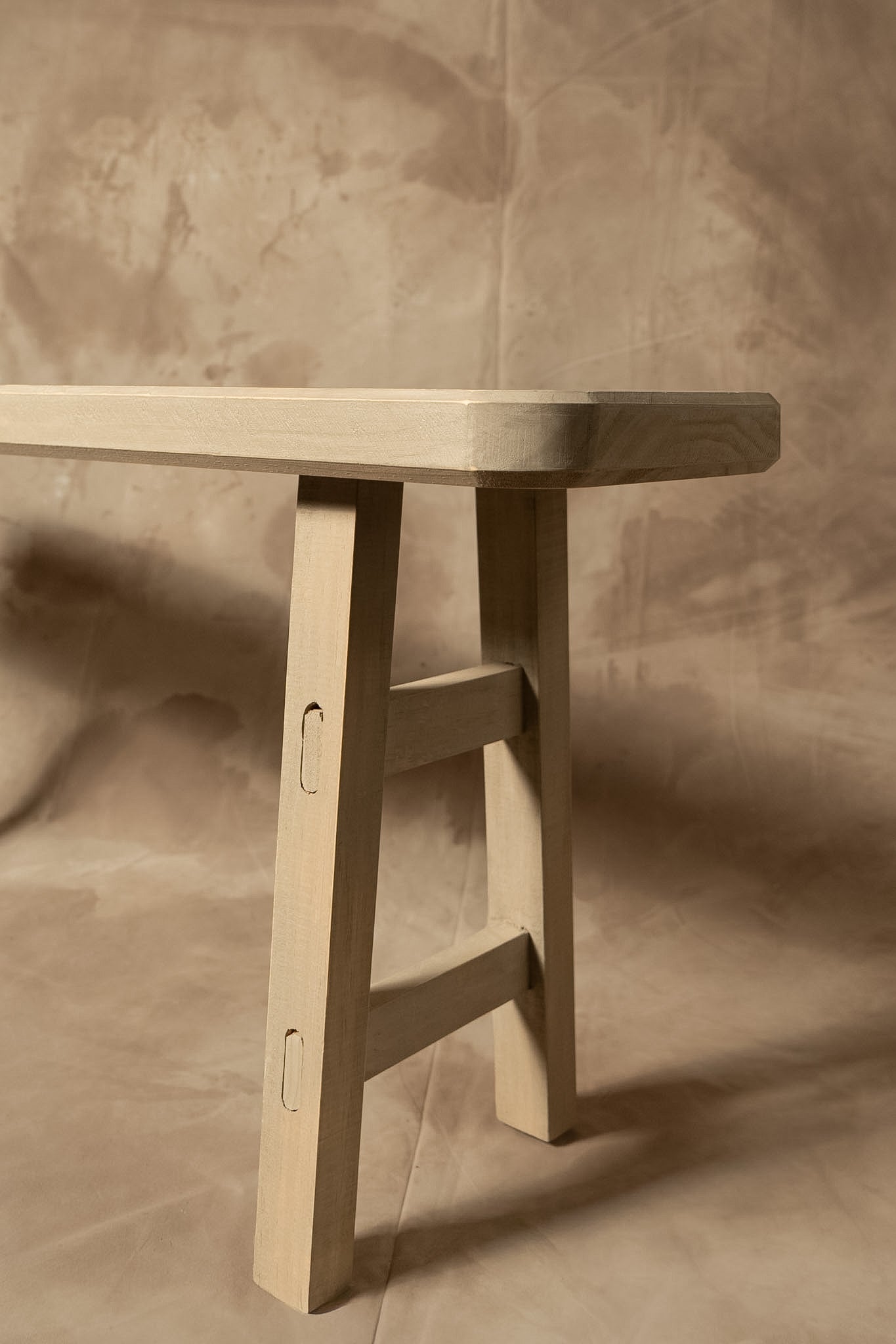 Banqueta Tere - Pino Clear Teñido Rústico Gris Beige Oscuro Envejecido 100x23x45