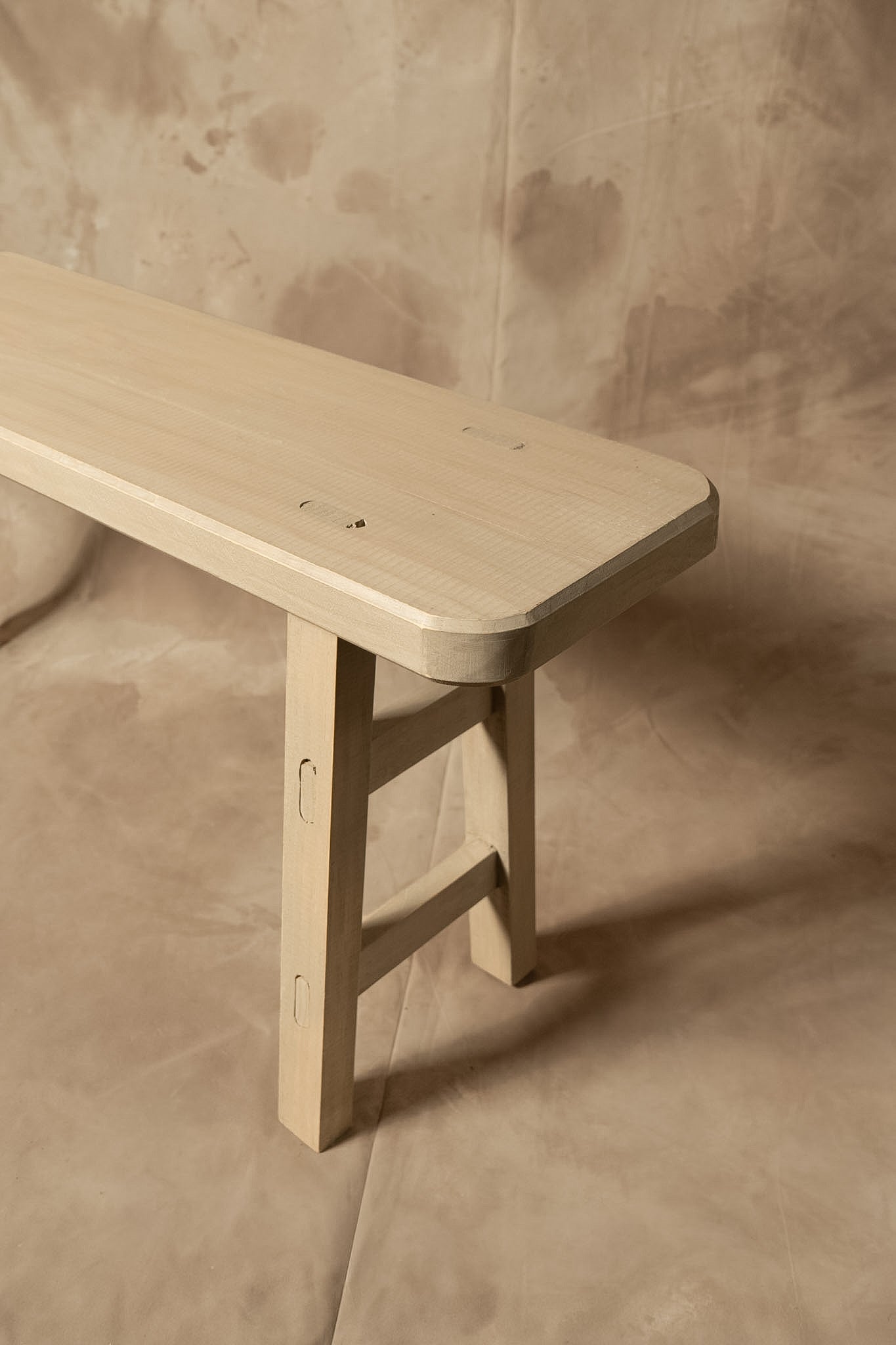 Banqueta Tere - Pino Clear Teñido Rústico Gris Beige Oscuro Envejecido 100x23x45