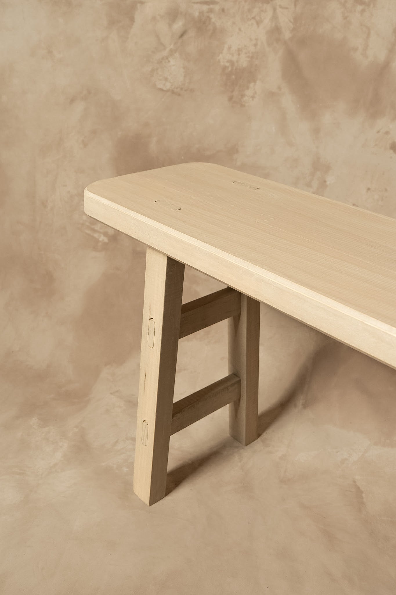 Banqueta Tere — Pino Clear Teñido Rústico Gris Beige Oscuro Envejecido 100x23x45