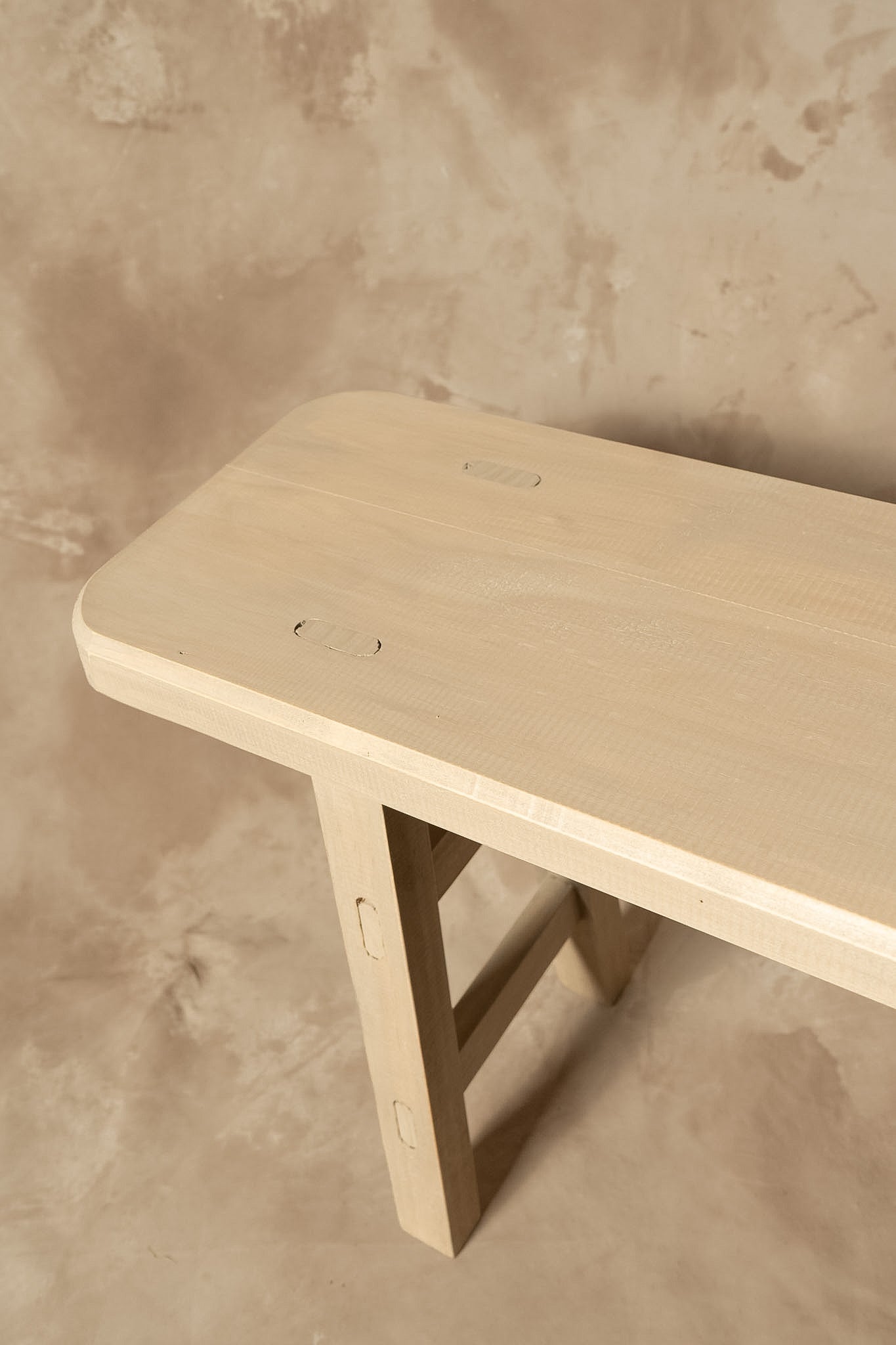 Banqueta Tere - Pino Clear Teñido Rústico Gris Beige Oscuro Envejecido 120x23x45