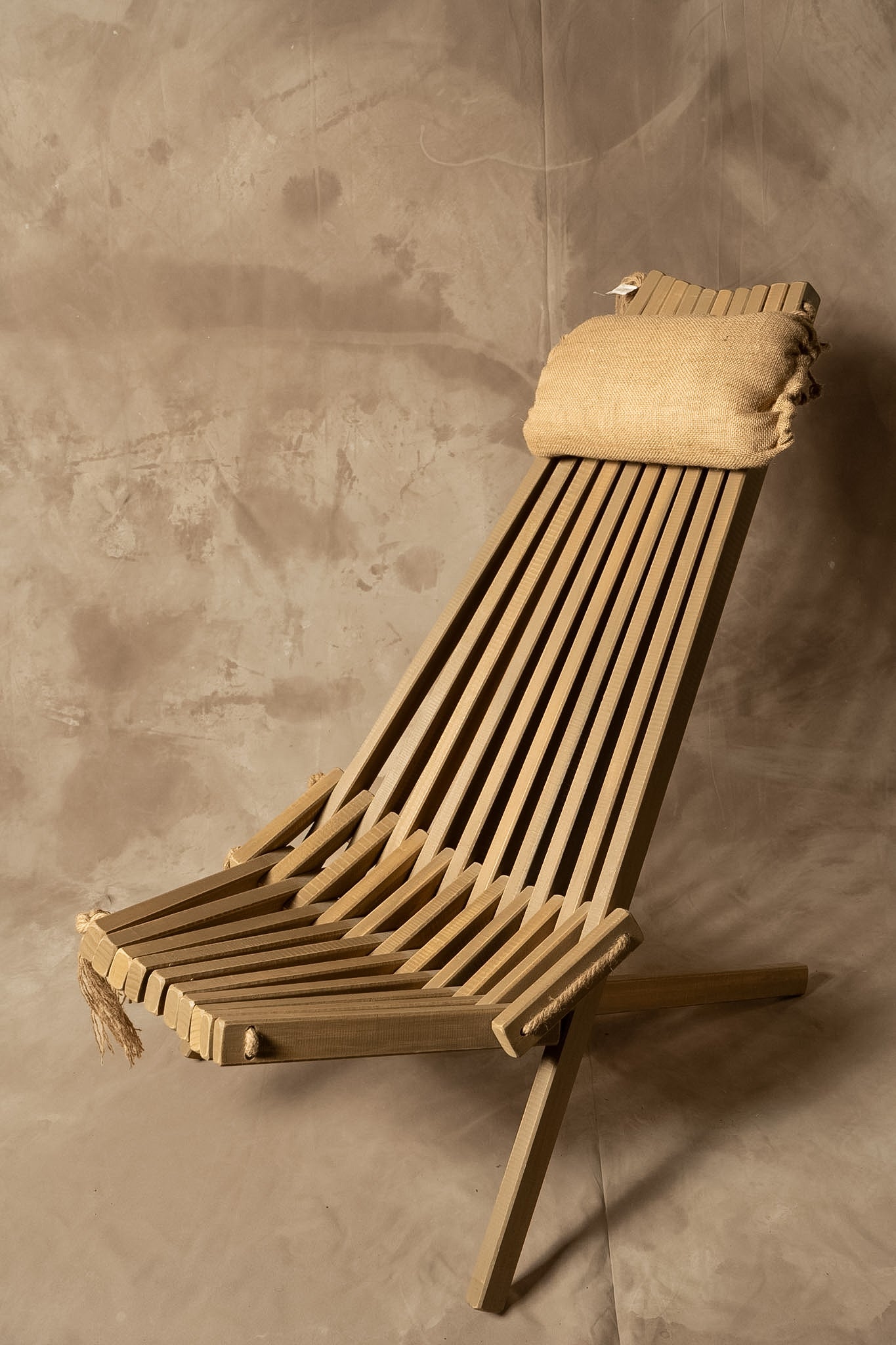 Silla Jesuita - Con Cojín Pino Clear Teñido Rústico Aserrada Gris Beige Envejecido 50x31x140