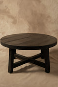 Mesa de Centro Redonda - Pino Clear Aserrada Pátina Negra 70x70x35