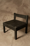 Silla Baja con Respaldo - Diseño 2 Pino Clear Aserrada Pátina Negra 50x45x50