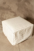 Puff con Funda de Lino - Con Líneas Negras Terminaciones con Pespunte Blanco 51x51x38