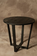 Mesa Lateral Sol - Aserrada Pátina Negra 60x60x60