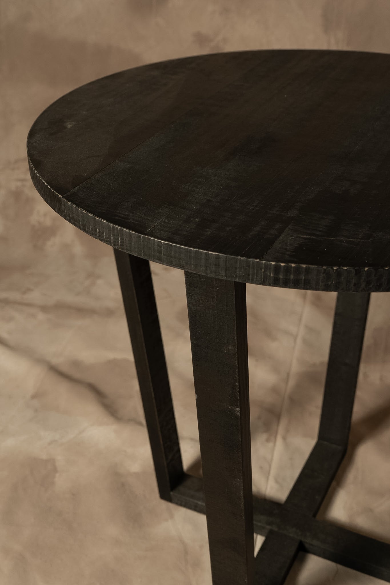 Mesa Lateral Sol - Aserrada Pátina Negra 60x60x60