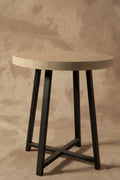 Mesa Lateral Mónica - Pino Clear Teñido Rústico Gris Beige Oscuro Envejecido 50x50x55