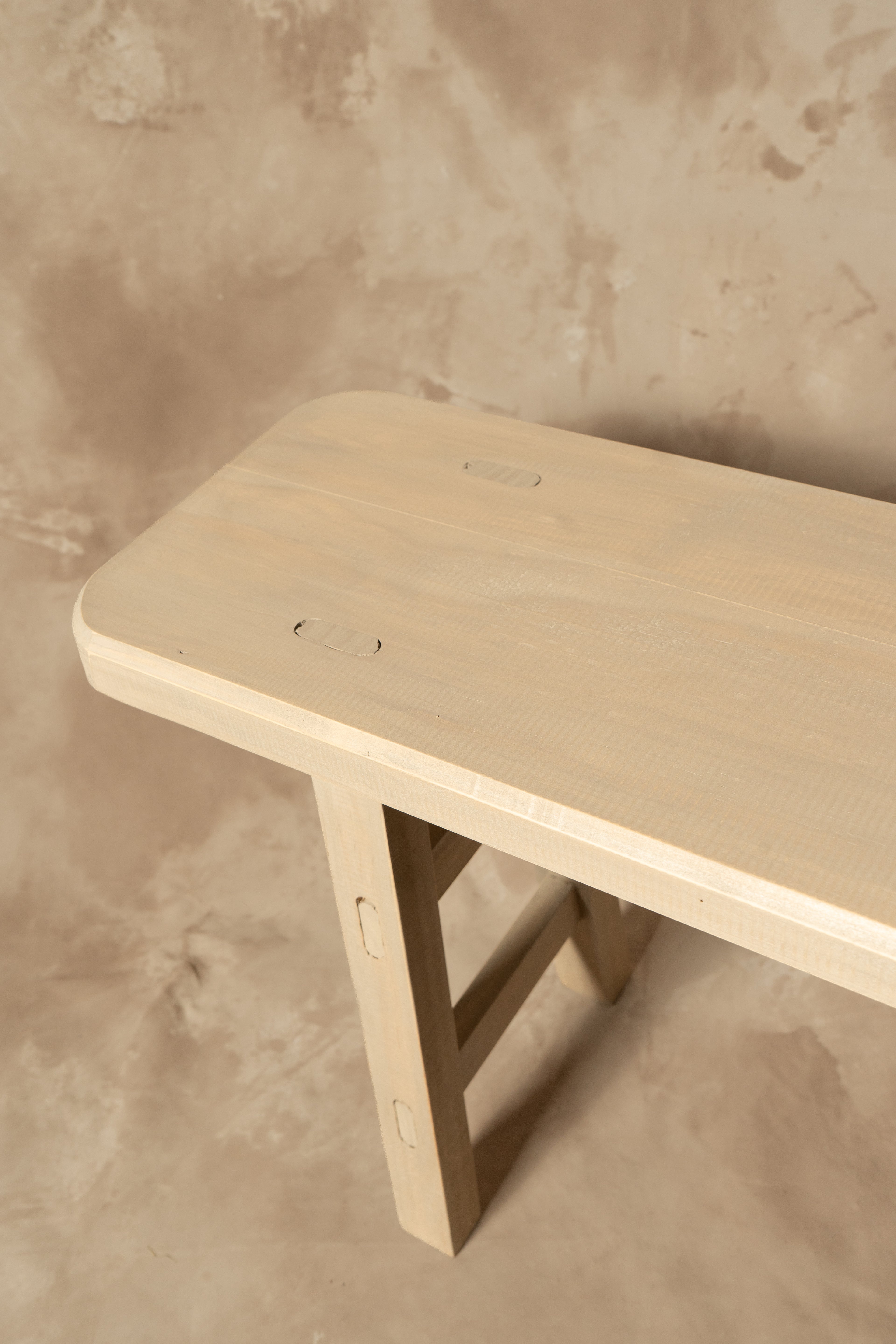 Banqueta Tere - Pino Clear Teñido Rústico Gris Beige Oscuro Envejecido 110x23x45